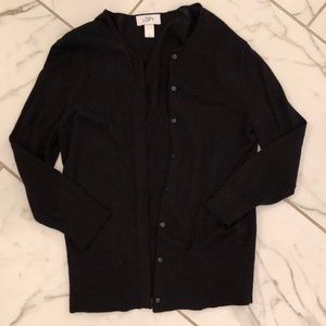 LOFT black crew neck button cardigan 3-4 sleeves